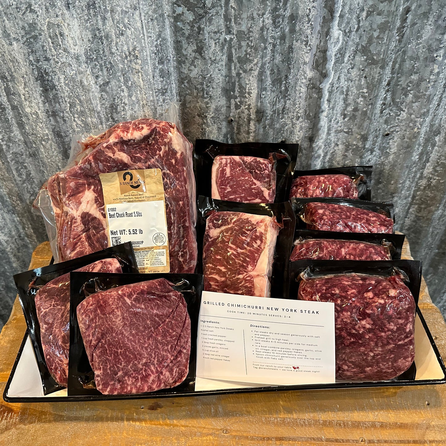 Mother's Day beef dinner rescue bundle with chuck roast, New York strip steaks, flat iron steaks, and ground beef delivered nationwide.