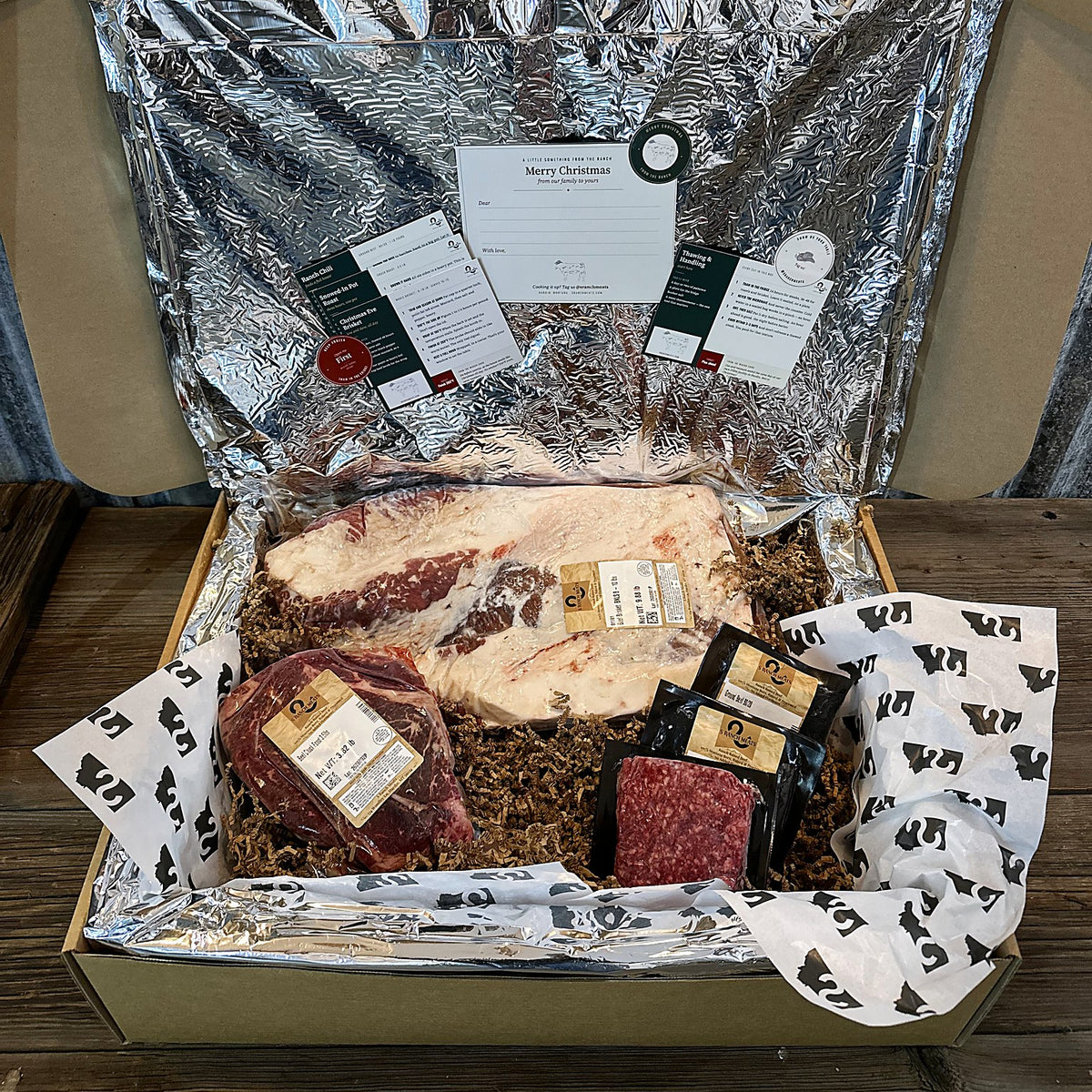 Montana Brisket and Smoker Box packed with a whole brisket, chuck roast and ground beef