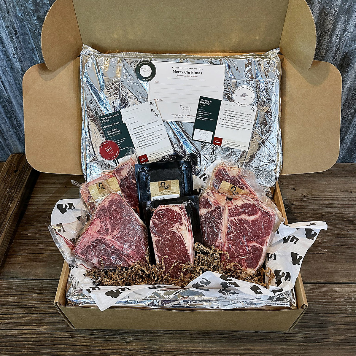 Montana Porterhouse and T-Bone Steak Box packed with bone-in steaks