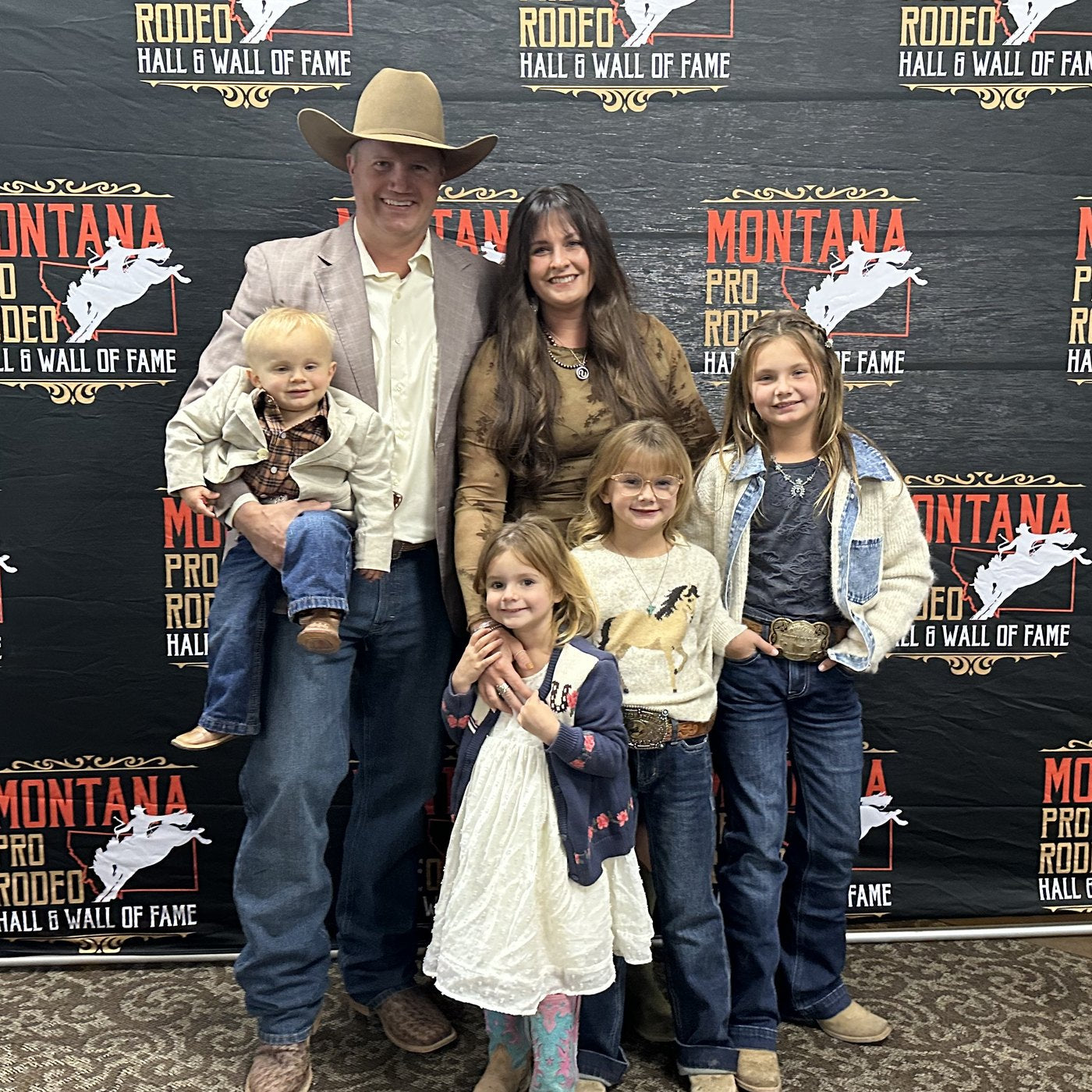 Caleb, Cassie and the kids at the Montana Pro Rodeo Hall & Wall of Fame
